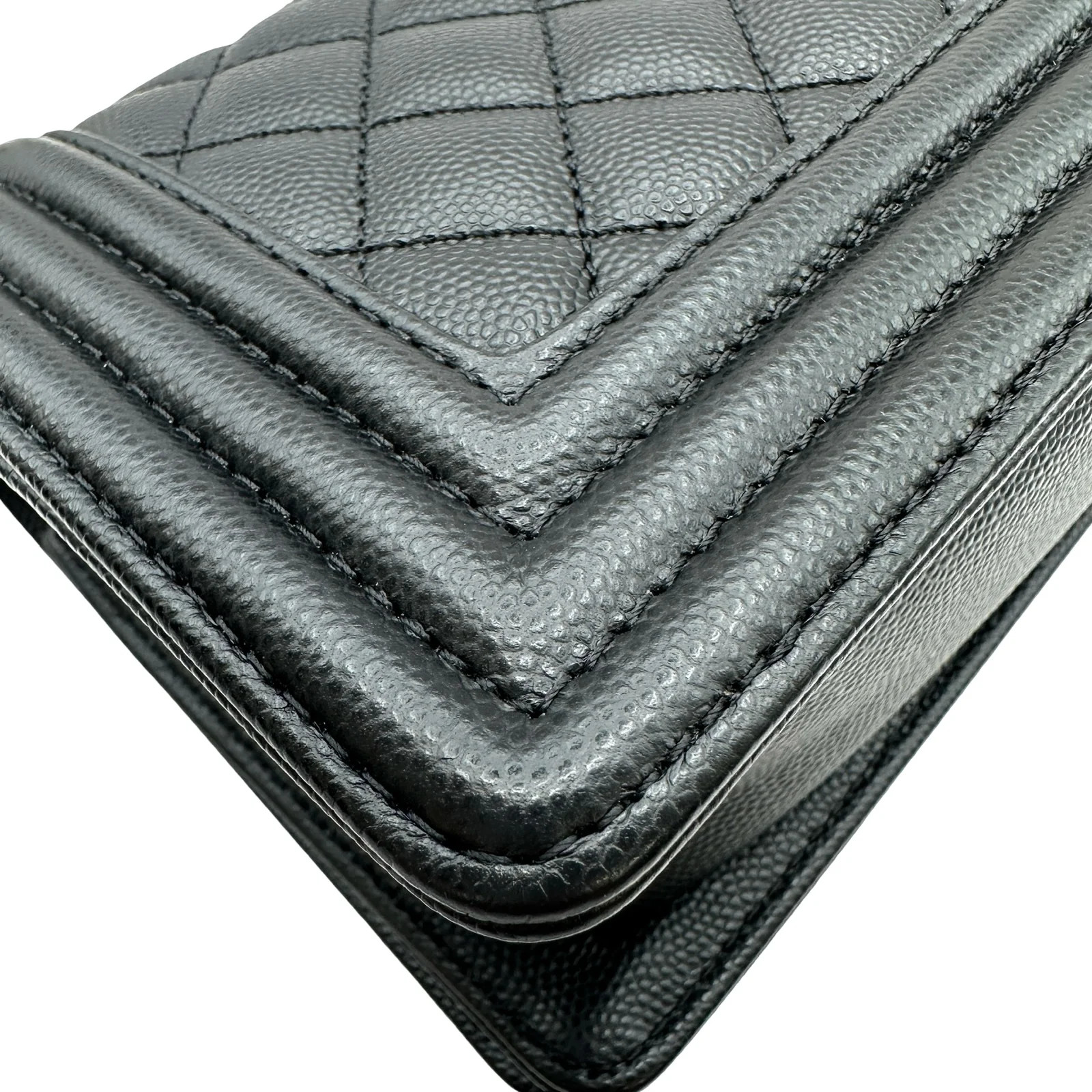 CHANEL Boy Bag 20 Black Caviarskin Shoulder Bag A67085 #OKB6879