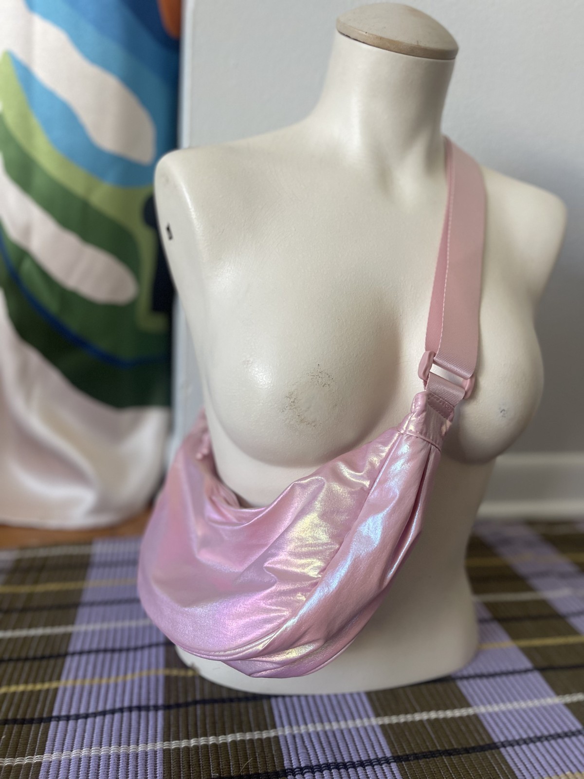 Target Art Class Retro Y2K Pink Iridescent Small Slouch Shoulder Purse Bag