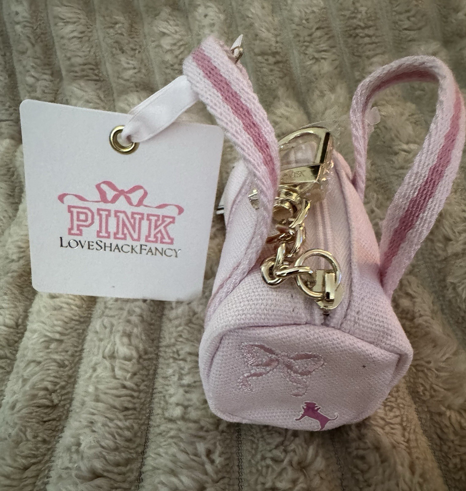 Victoria’s Secret PINK Love Shack Fancy Mini Duffle Bag Keychain Charm 🎀 NEW