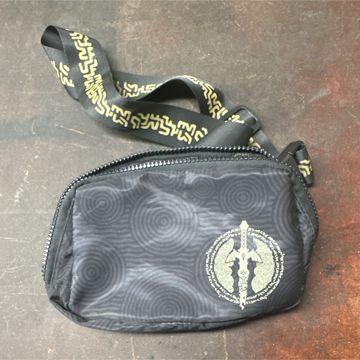 Zelda Black Small Crescent Crossbody Bag Zip Closure Adjustable Strap Logo