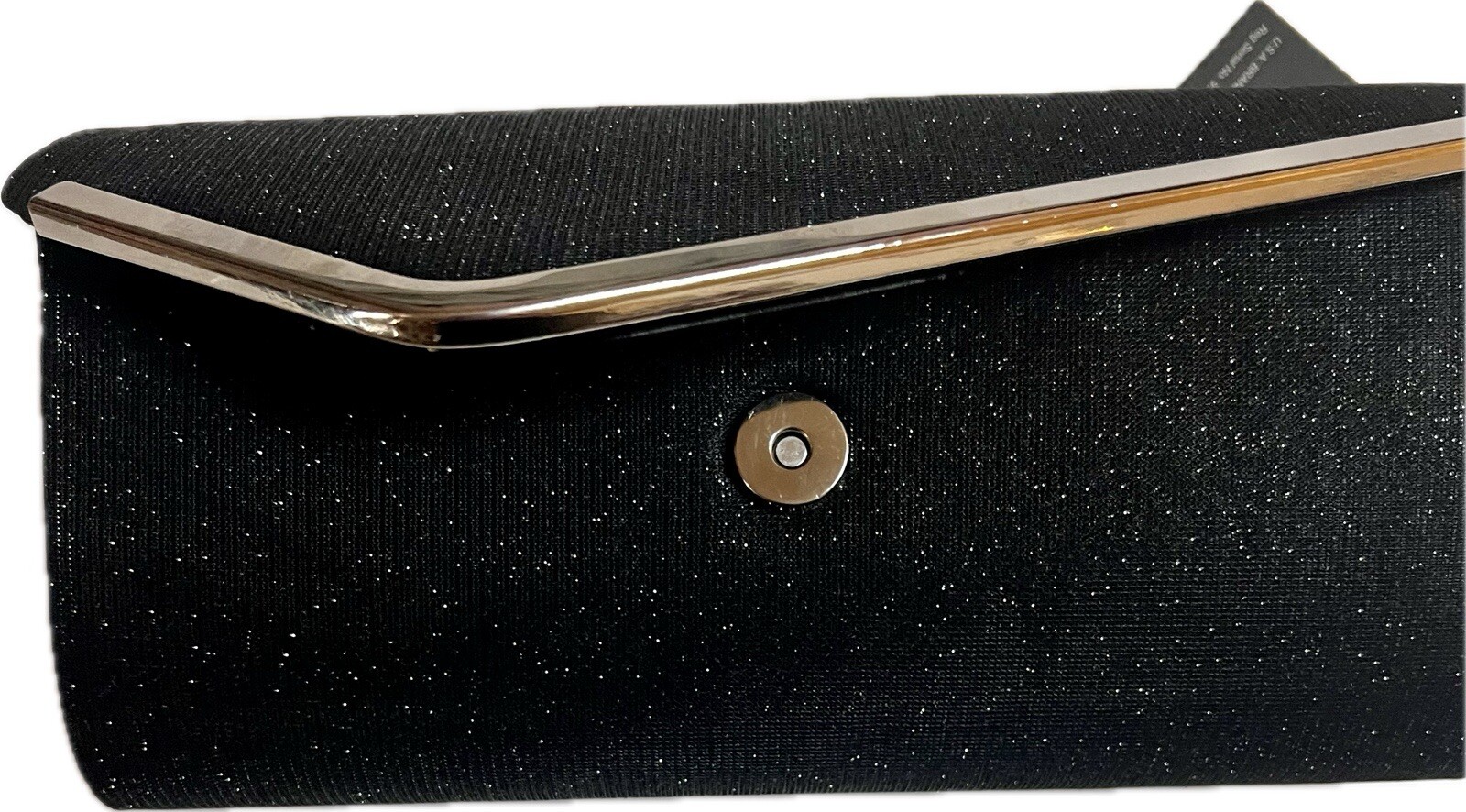 Voncoss Evening Bag Clutch Purse Shimmering Black Snap 23″ Detachable Chain