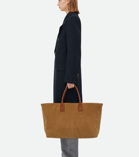 BNWT / Bottega Veneta Suede Large Cabat brown calfskin bag tote