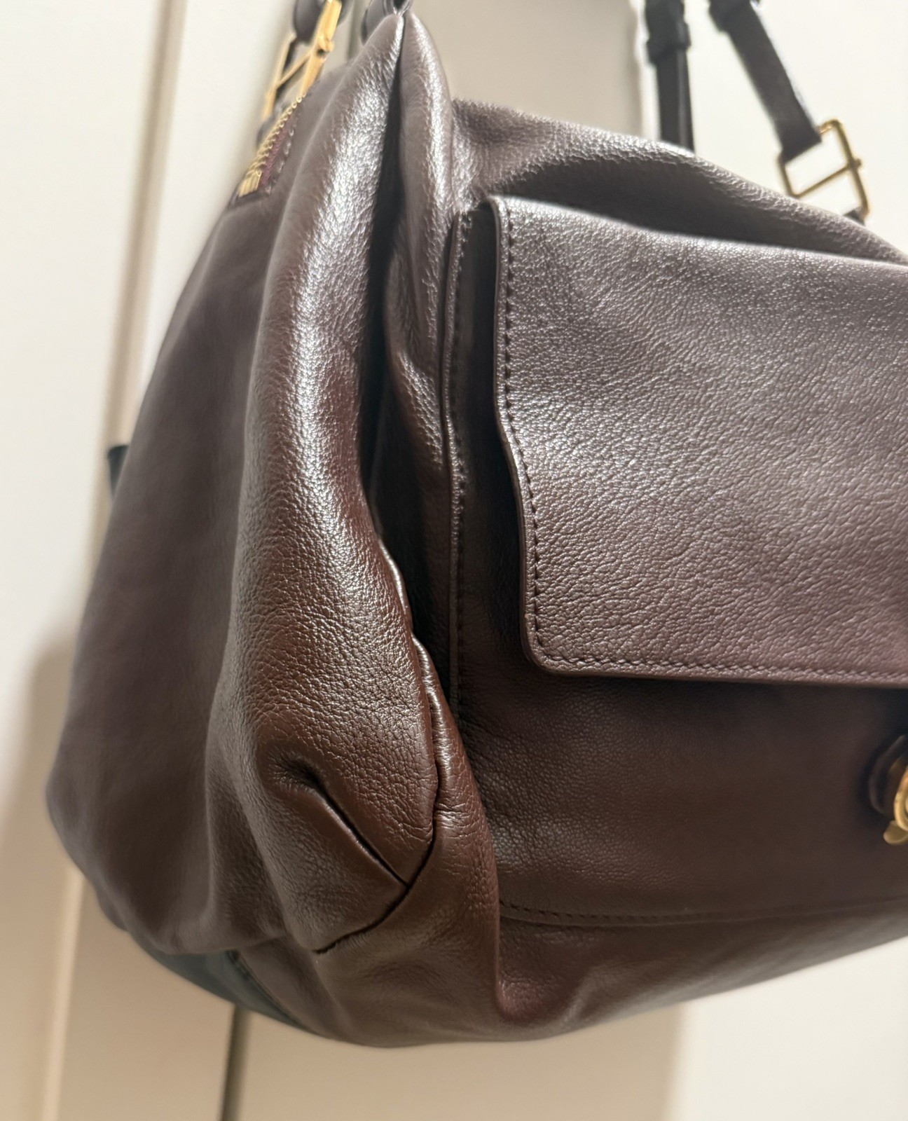 Authentic – Chloe Héloïse – Two-Tone calfskin Leather Bag – Navy / Burgundy