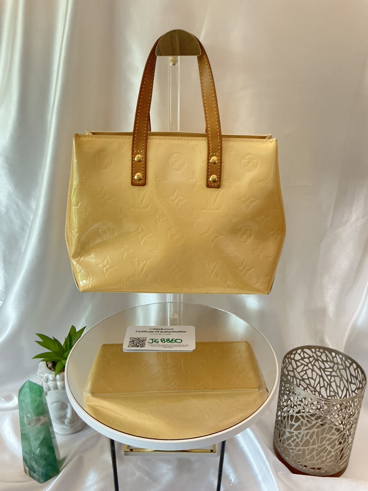 Louis Vuitton Lead PM Vernis Tote Bag Yellow Preloved Good w COA