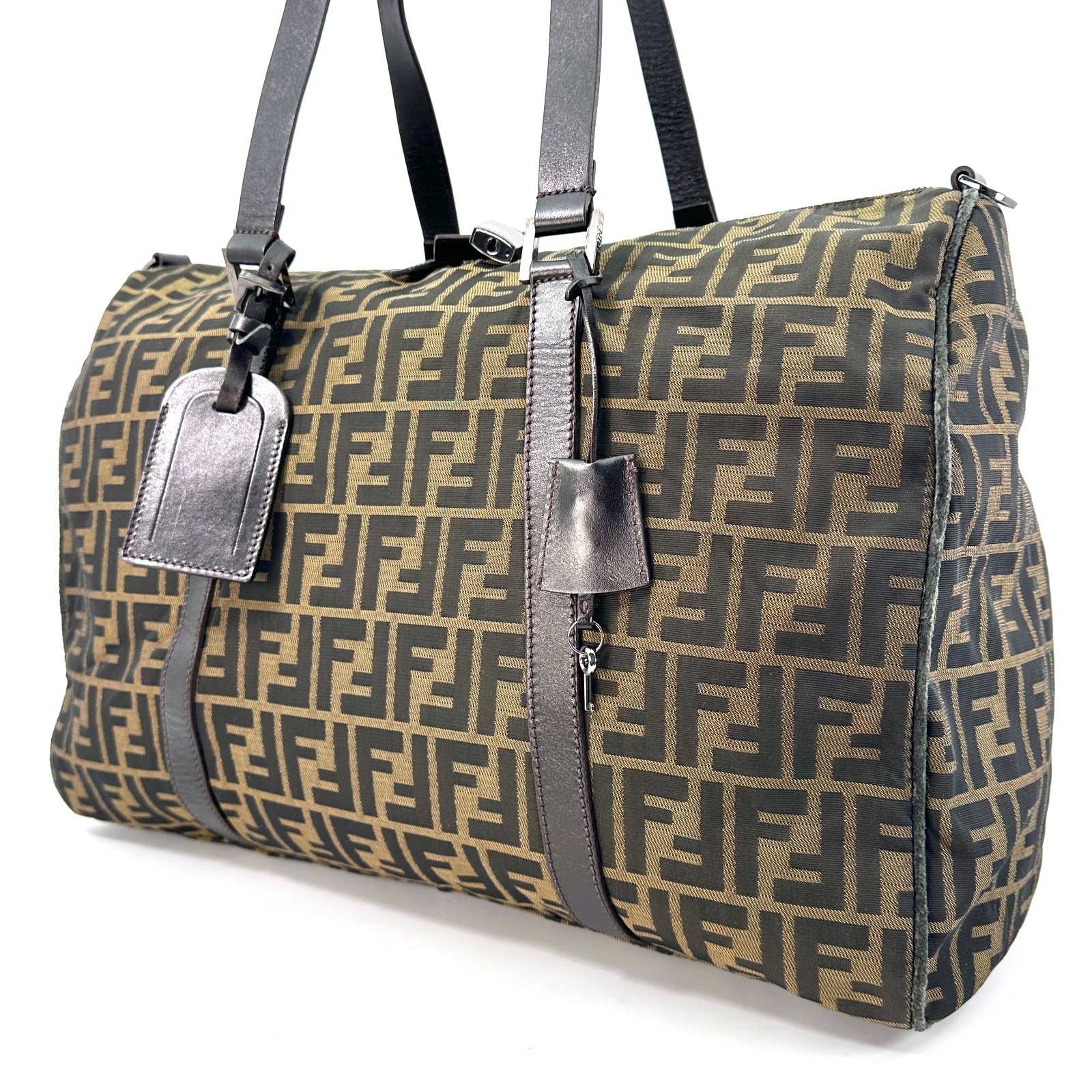 Fendi Boston Bag Shoulder Travel Bag Zucca Nylon A4 Authentic Japan 368T0357