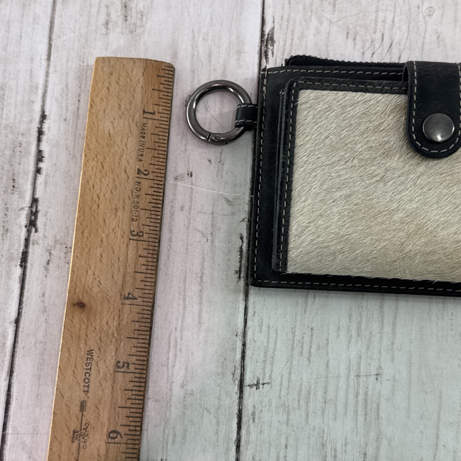 Myra Leather and Hair on Cowhide small wallet credit card holder 5×3 inches
