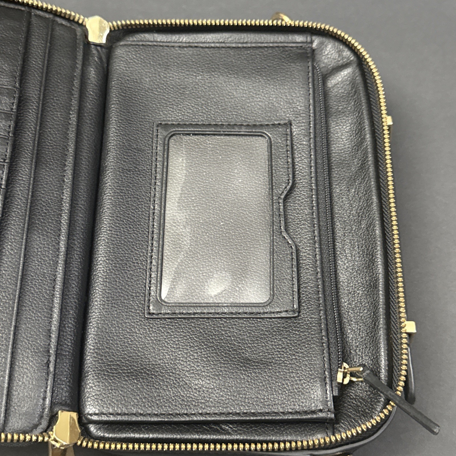 TUMI Black Solid Crossbody Bag Zip Closure Gold Hardware Detachable Strap – READ