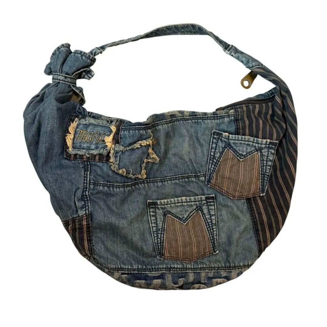 Marc Jacobs Denim Patchwork Shoulder Messenger Bag Y2K Indigo Auth From JAPAN
