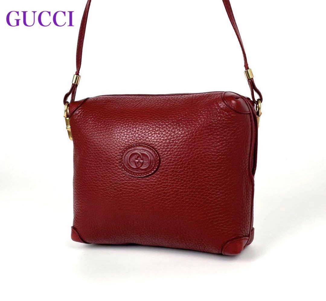 GUCCI Vintage Crossbody Bag Red Women Auth 7.48 x 6.69 x 2.36inch