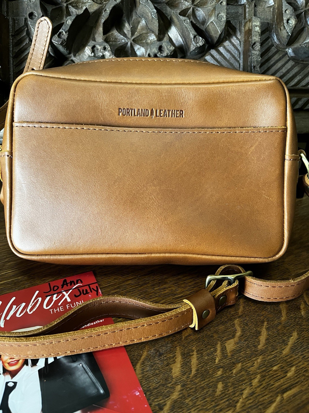 Portland Leather Goods Honey Large Camera Crossbody Bag