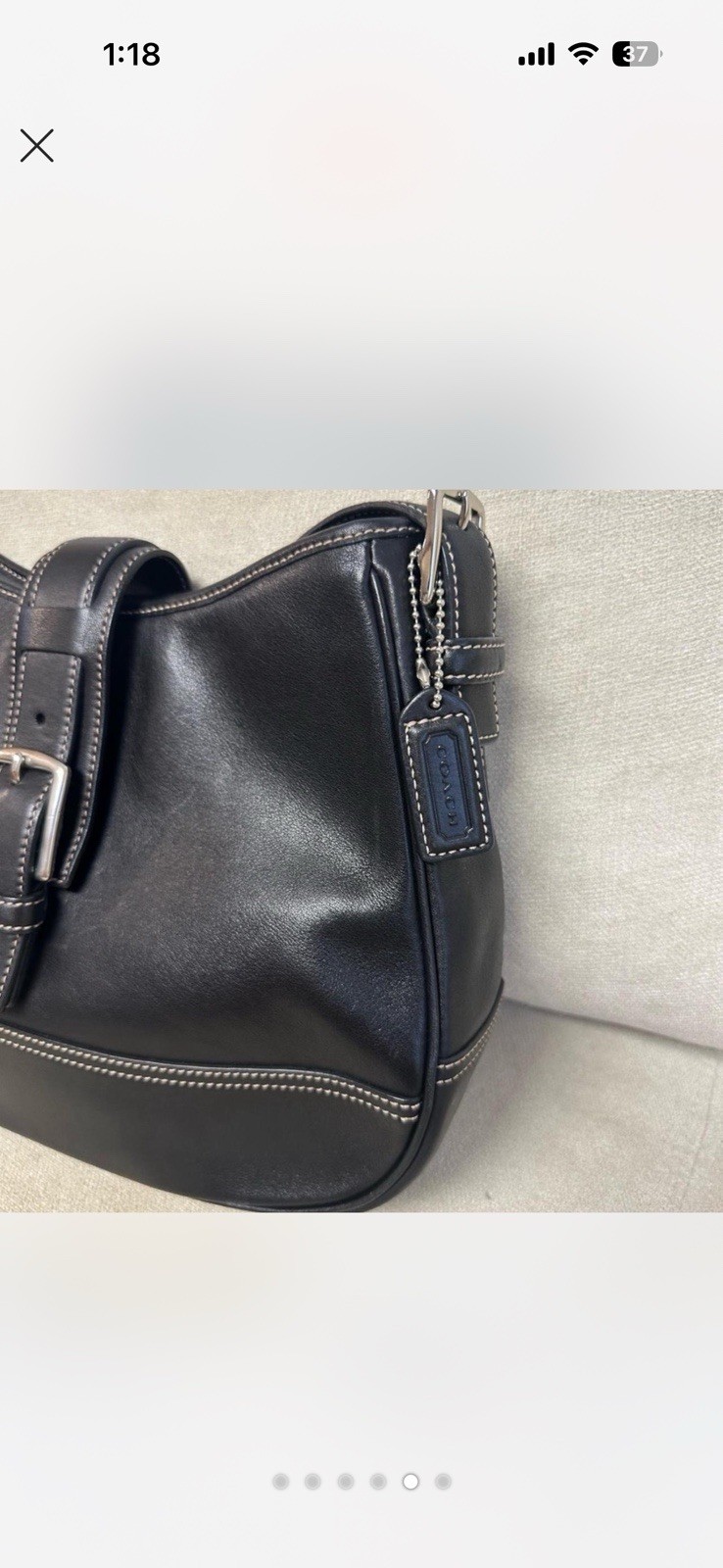 Coach Black Vintage Hampton Shoulder Bag Closure Silver Hardware, Charm,