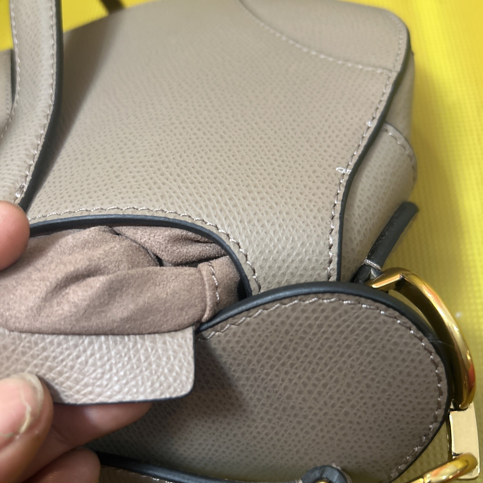 Christian Dior Saddle Bag w/ Strap Olive Taupe Grained Calfskin Brand NEW