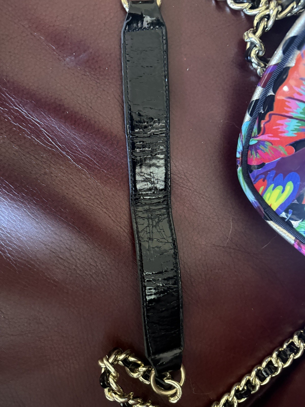 Betsey Johnson Heart Bag Crossbody Sequin Butterfly Black Gold Chain Purse