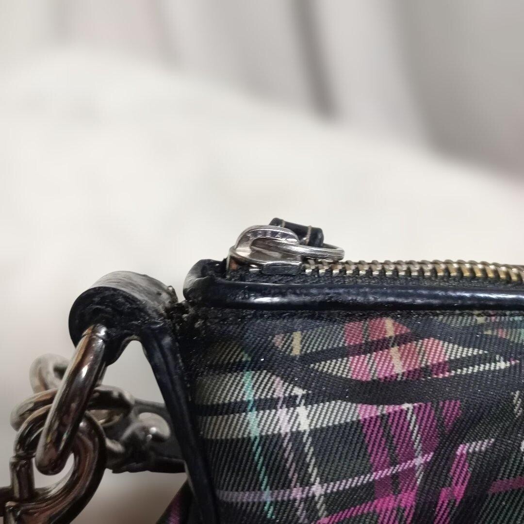 COACH Purple Check Half Moon Hobo Shoulder Bag Crossbody 2 Way Auth