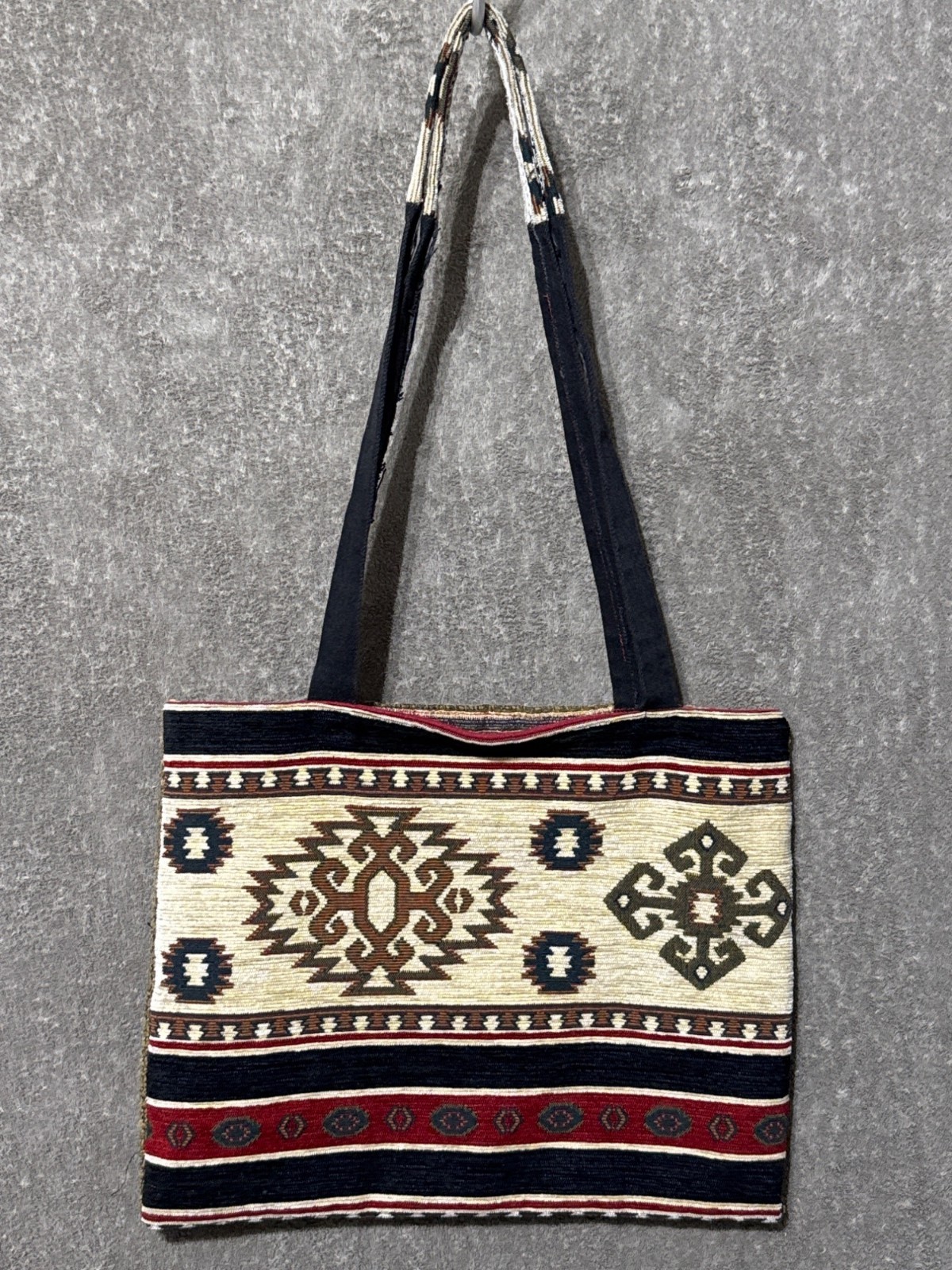 Handmade Boho Purse Tan, Red, Black & Ivory Simple Basic Stylish Southwestern