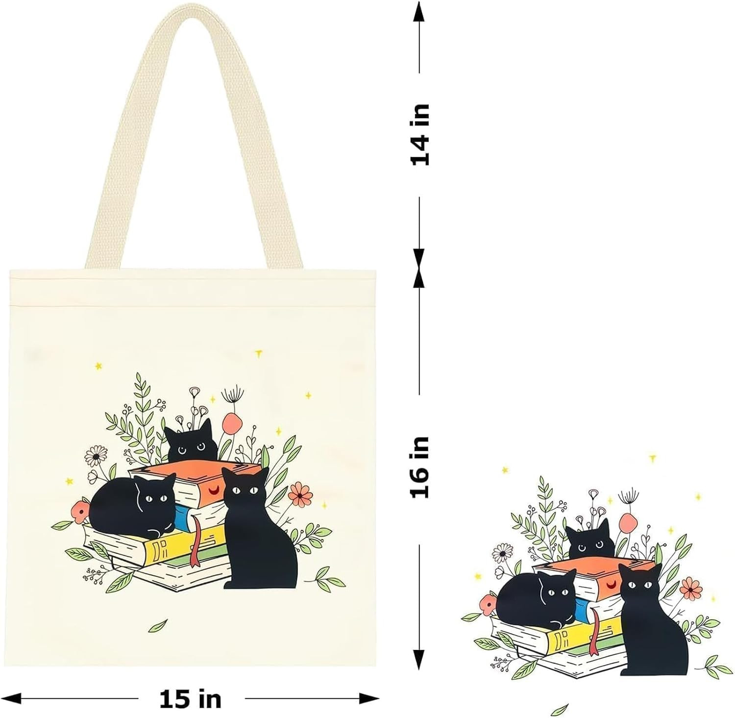 1 Pack Reusable Canvas Cute Shoulder Bag,Made of 10 oz Canvas Tote Bag for Women