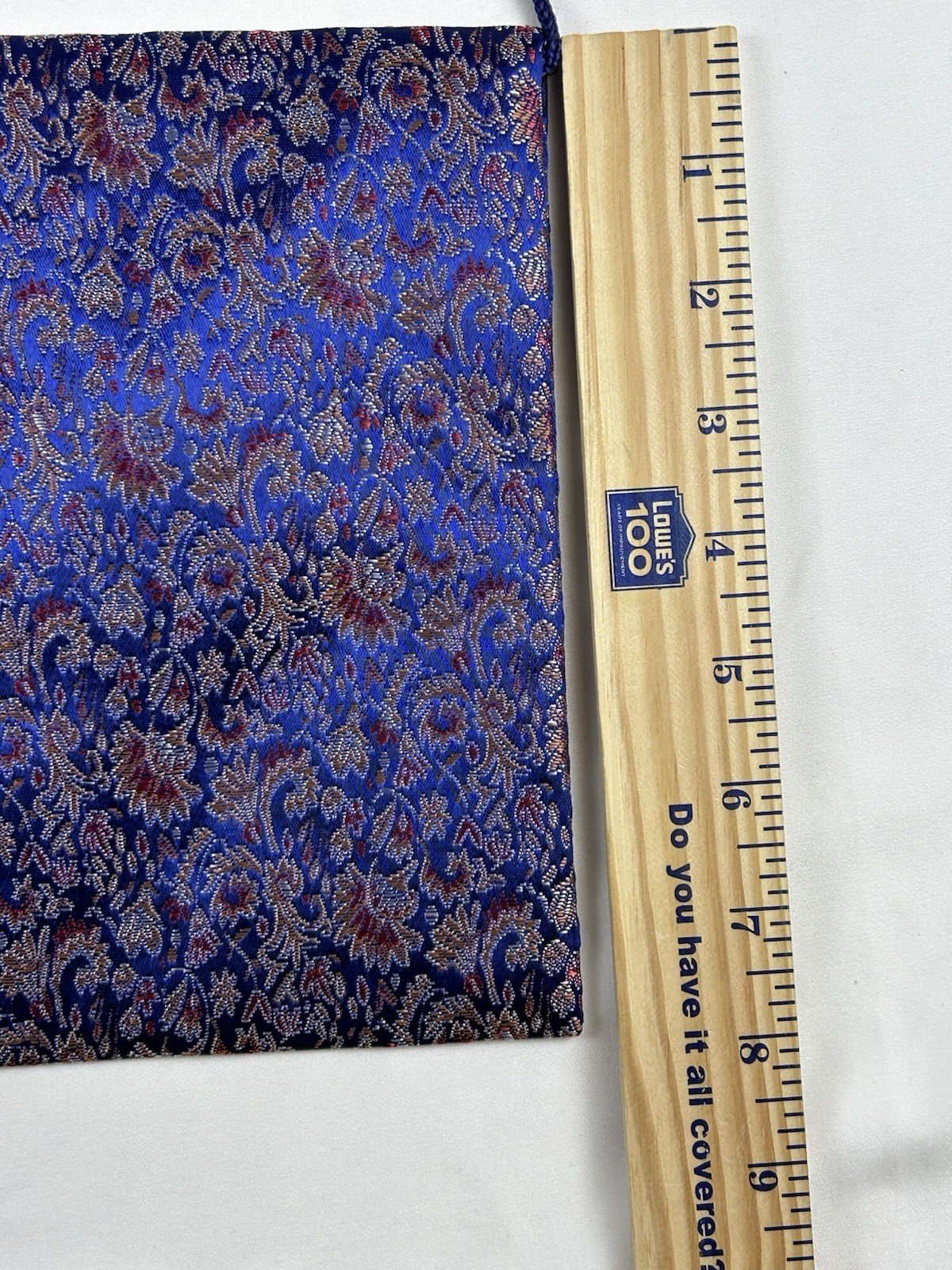 Chinese Silk Brocade Embroidered Purse Bag Shoulder Strap Bell Closure Blue