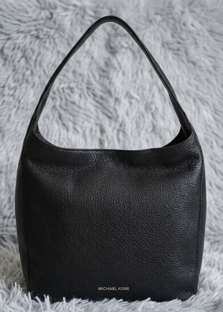 Michael Kors Fulton Black Soft Leather Medium Shoulder Bag Handbag Y2K