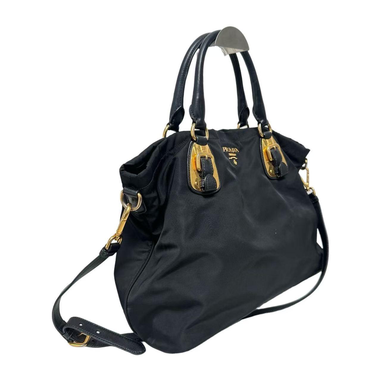 Prada/ Black Tessuto Nylon Top Handle Tote Bag