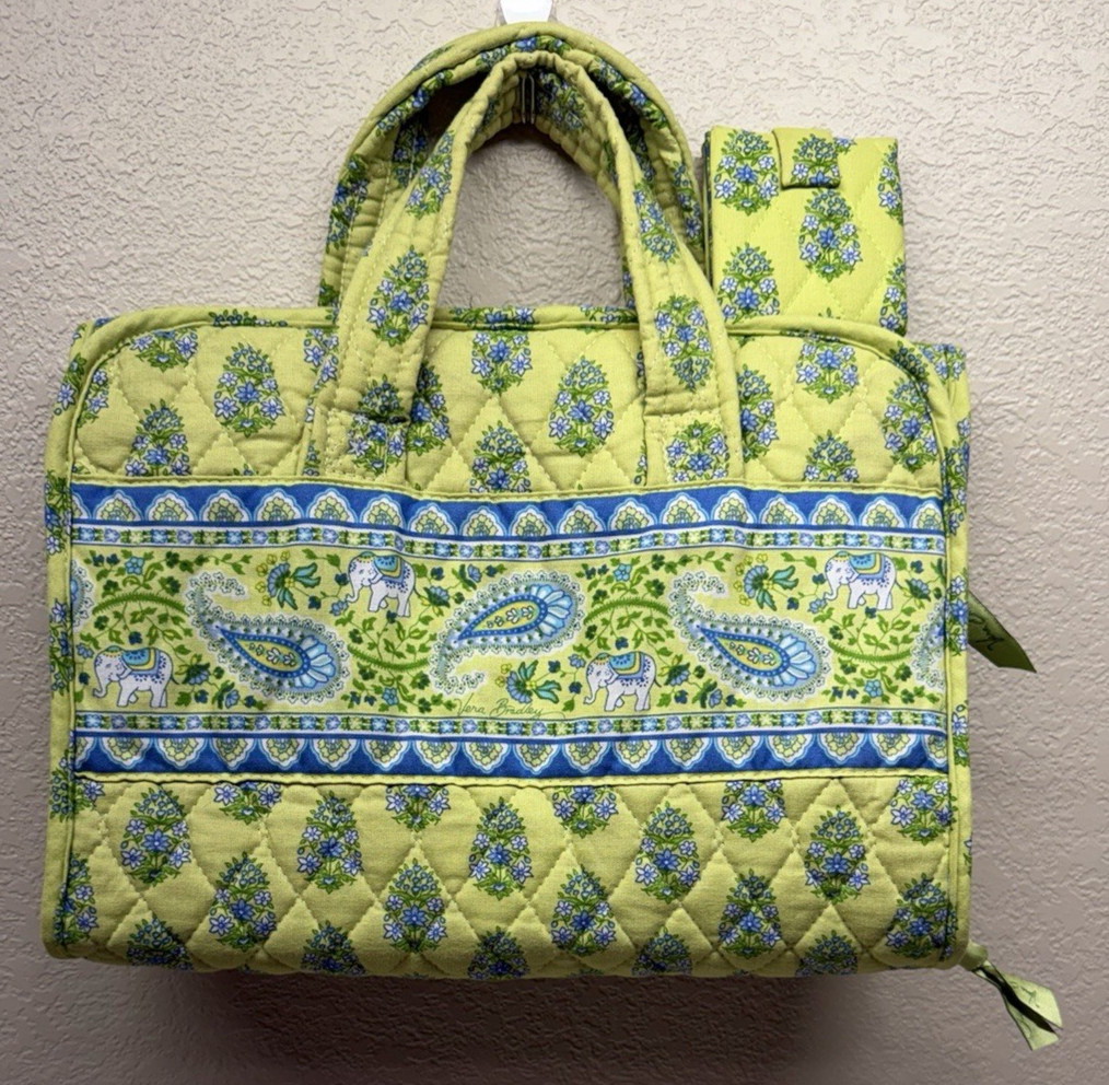2 PC VTG Vera Bradley Citrus Hanging Travel Organizer Cosmetic + Mirror USA GUC