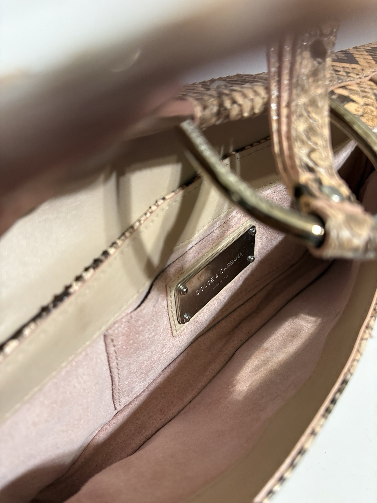 Vtg Dolce & Gabbana Salmon Pink Snakeskin Bag