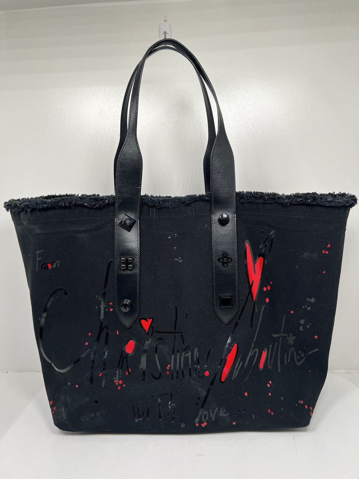 Christian Louboutin Cabata Black Canvas Graffiti Tote Bag Large