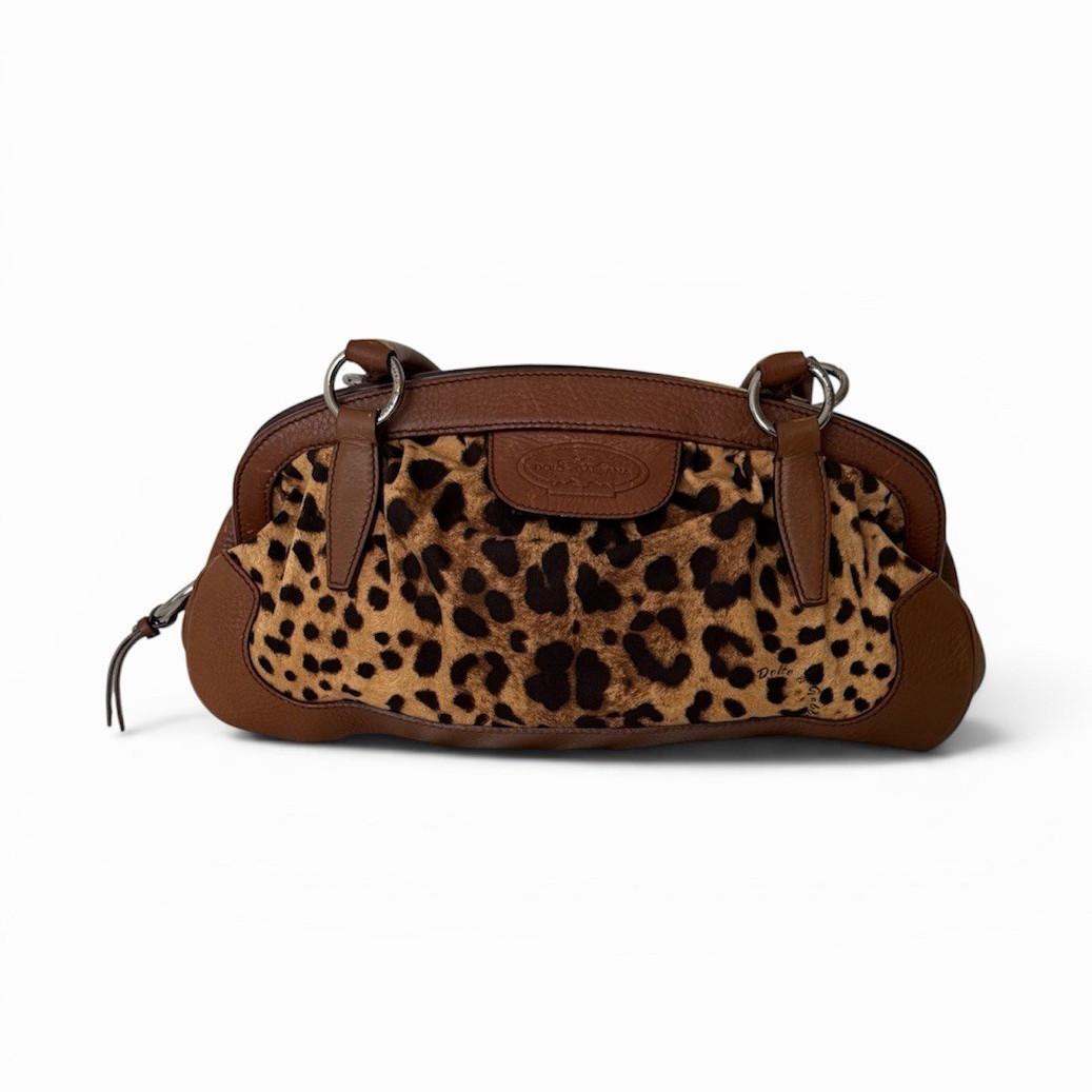 Dolce & Gabbana Leopard Pony Hair Leather Handbag – Made in Italy
