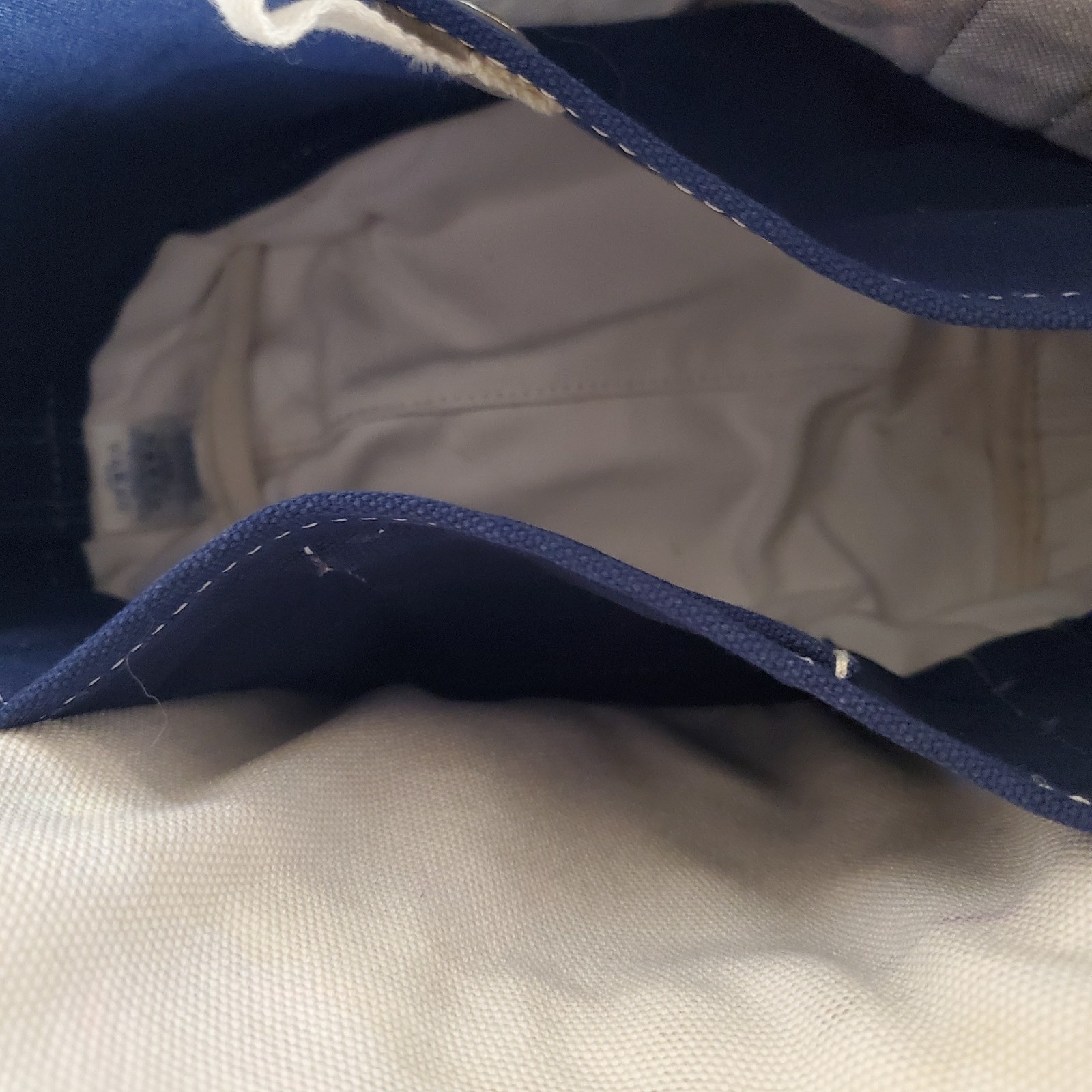Lands’ End 5 Pocket Open Top Canvas Tote Bag 16×13 Navy Paisley