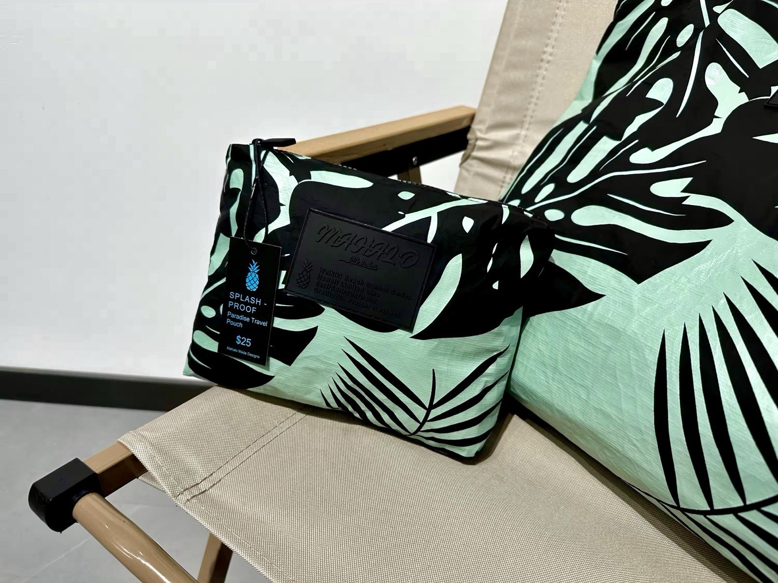 Splash Proof Tropical Travel POUCH! Blue/White CLUTCH Only