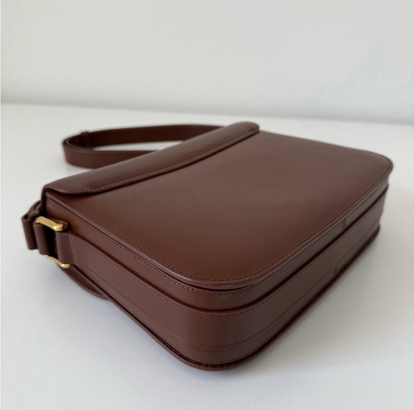 A.P.C. Grace Brown Small Crossbody Bag Gold Clasp Adjustable Strap Dust Bag