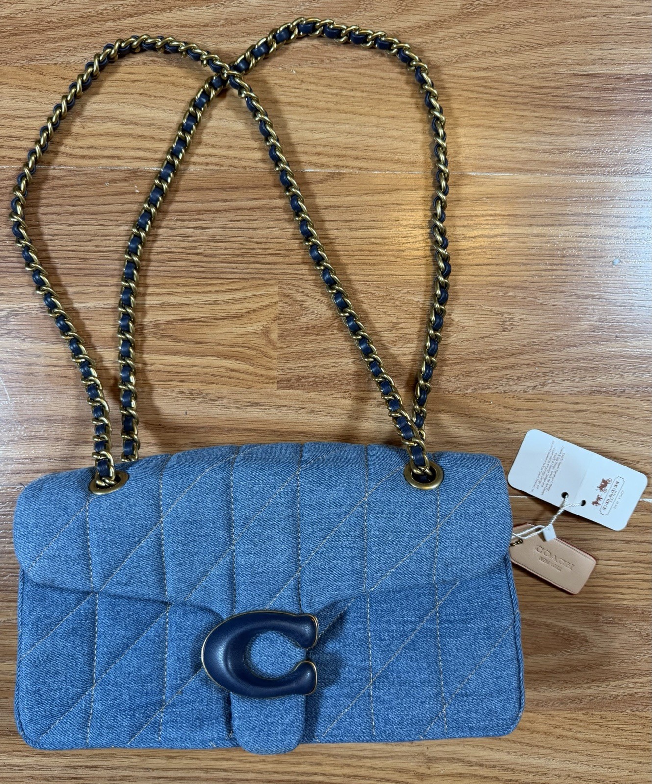 Coach Tabby Denim Brass Indigo Shoulder Bag 20