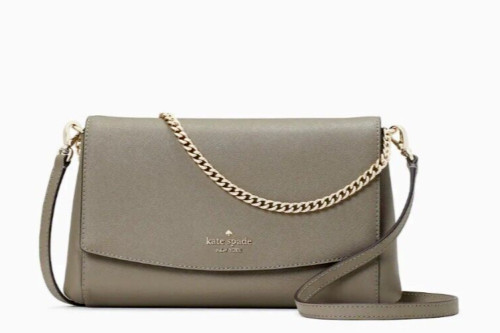 Kate Spade Sadie Envelope Crossbody Leather Purse U6687 Thunder Cloud Brown _A2