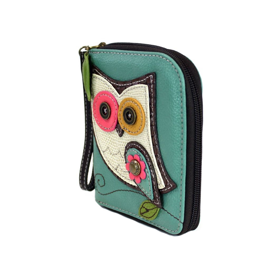 CHALA OWL Teal Zip Around Wallet Wristlet NWT