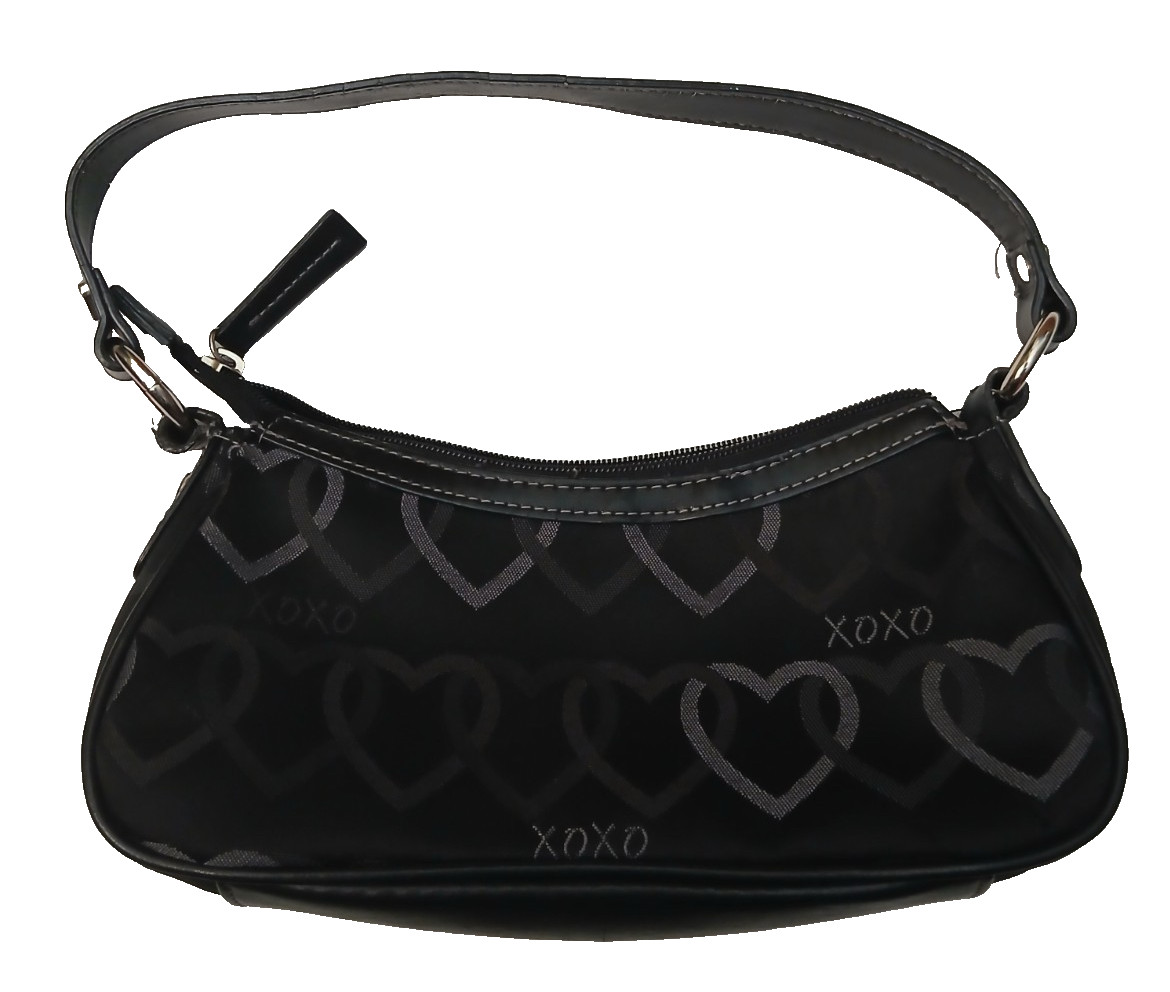 Vintage Small Black Heart Shoulder Bag Purse XOXO Y2K