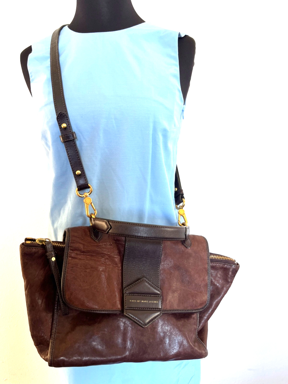 Marc by Marc Jacobs Flipping Out Satchel Bag Lamb Leather Brown