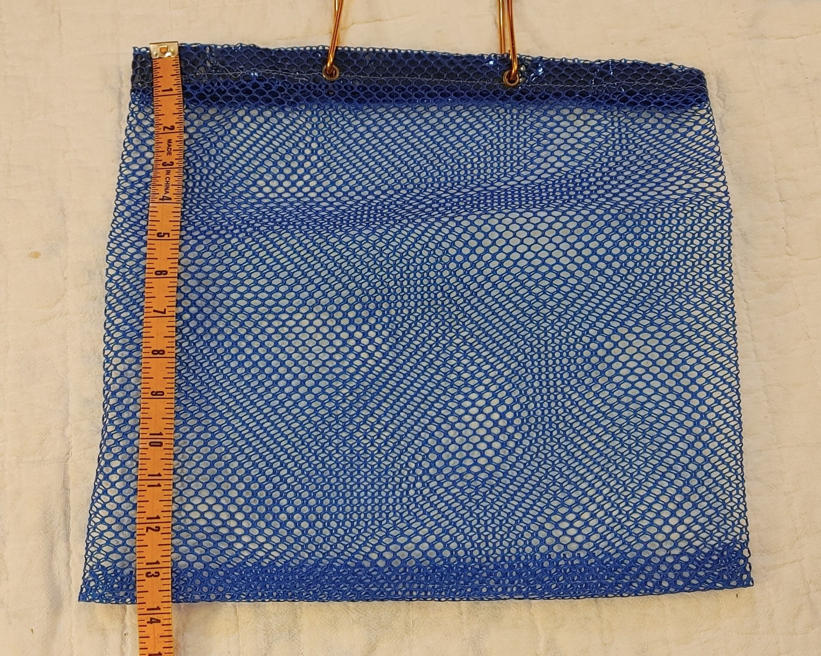 Vintage Festival USA Blue Polyethylene Mesh Shopping Tote Spain Metal Handle