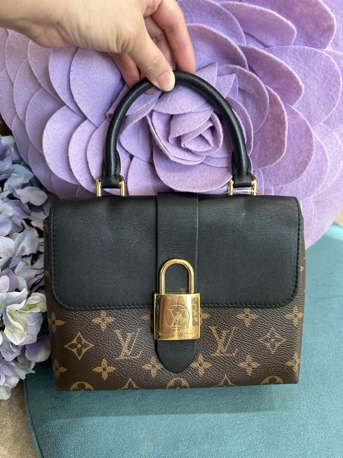 Authentic Used Louis Vuitton Leather Locky BB In Black with Gold Hardware