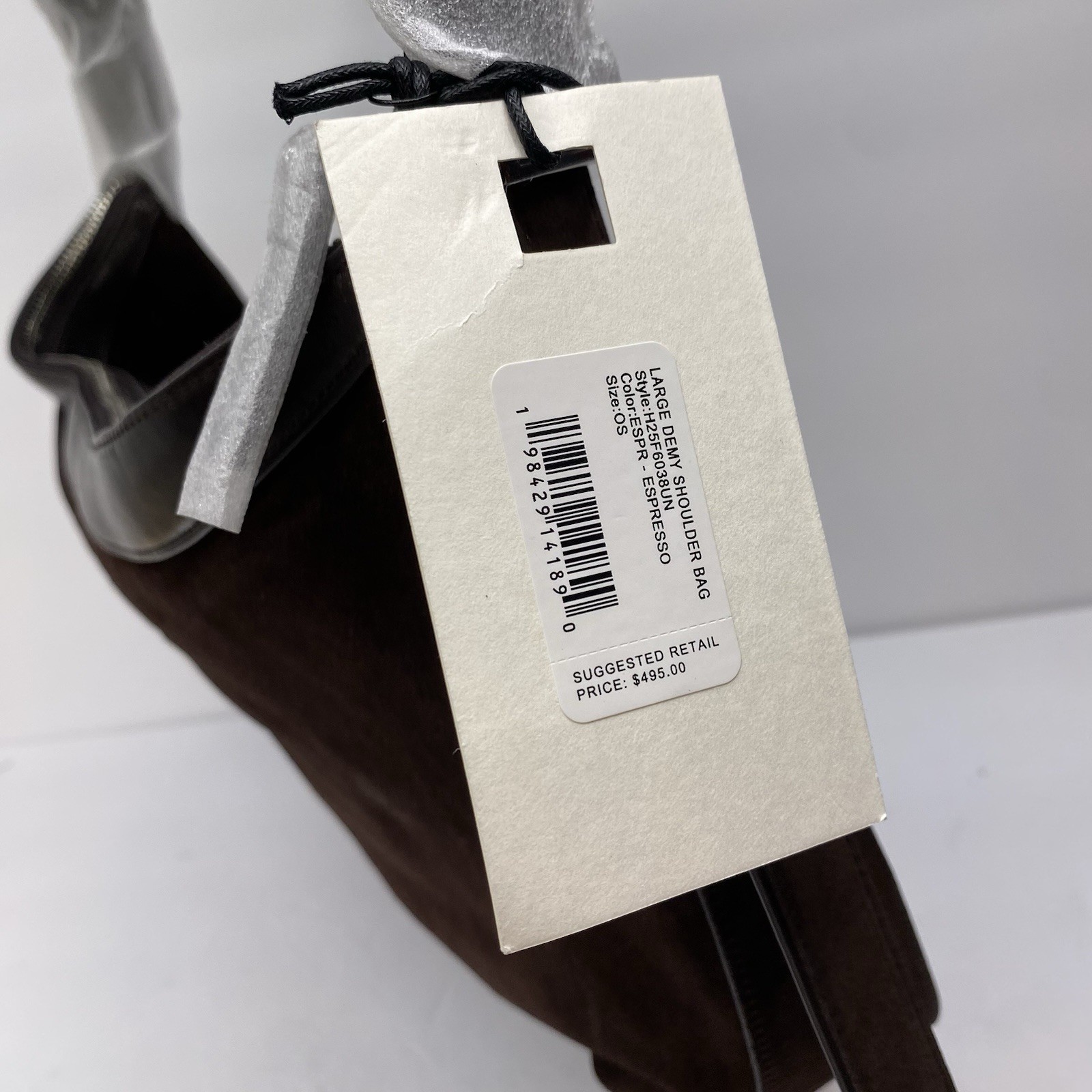 STAUD Bag Demy Large Suede Shoulder Bag Espresso Brown Rounded NEW $45