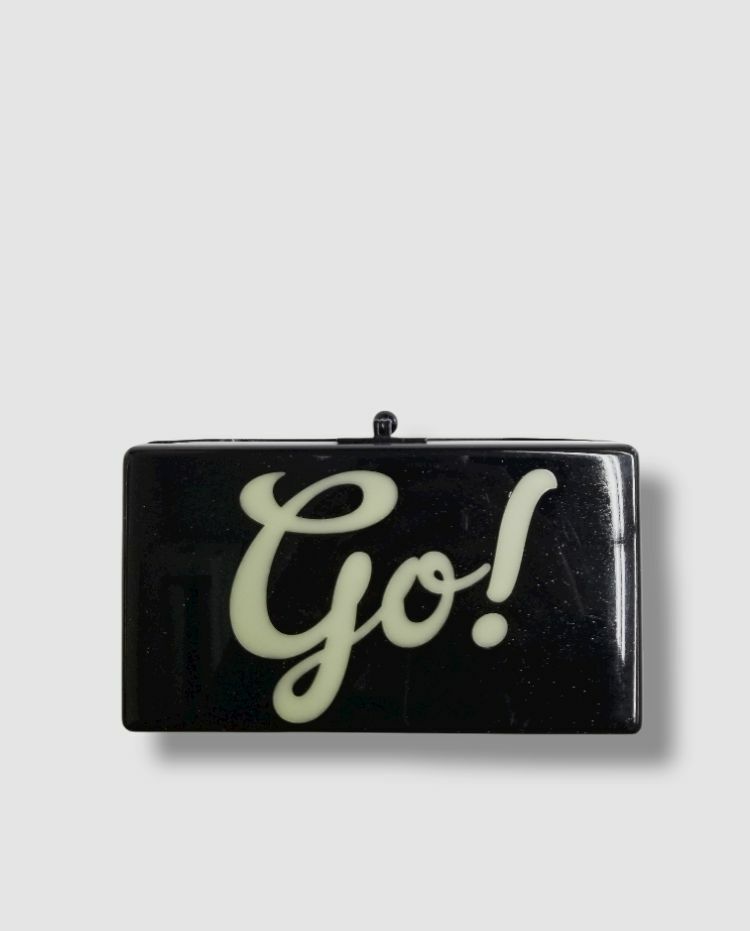 $995 Edie Parker Women’s Black Acrylic Vanity-Mirror Box Case Clutch Hand Bag