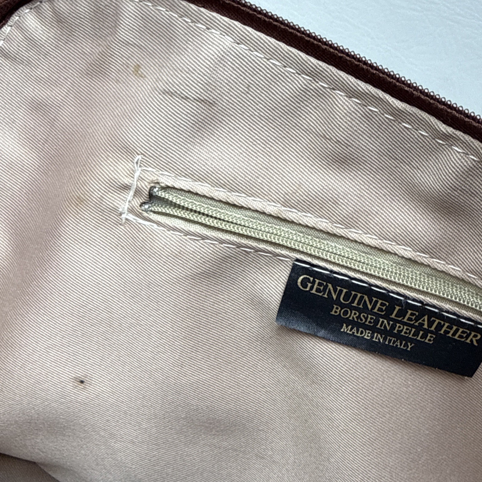 Borse In Pelle Genuine Leather Shoulder Florence Bag Blue & Brown Made In Italy