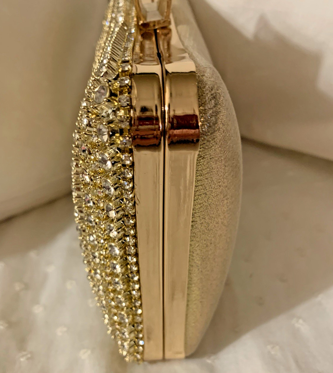 NWOT RHINESTONE Jeweled Hardshell Crossbody / Top Handle Evening Clutch Handbag