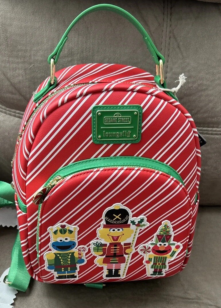 Sesame Street Nutcracker Christmas Loungefly Mini Backpack Elmo Big Bird Cookie