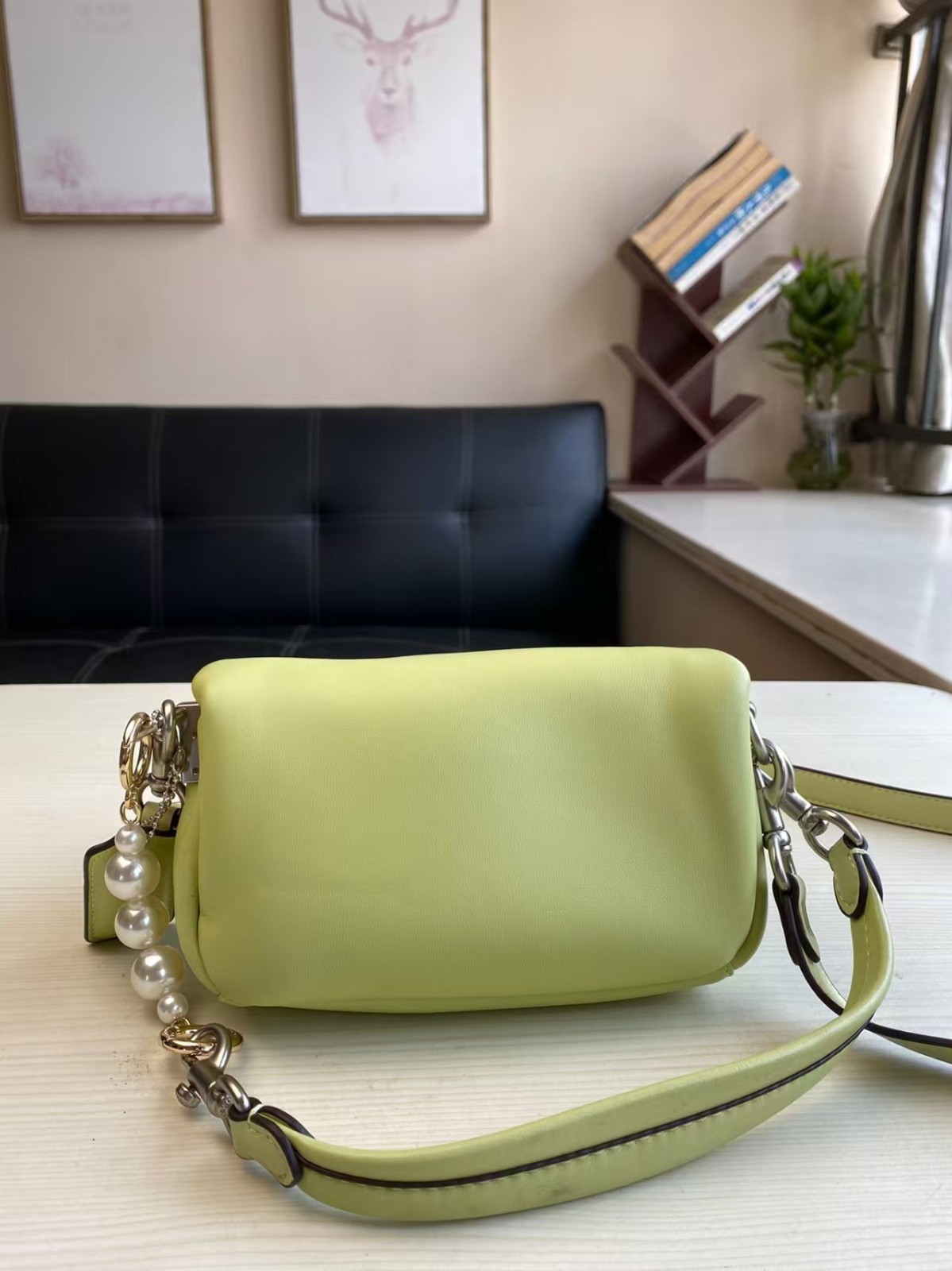 Coach Pillow Tabby 18 Soft Leather Crossbody Bag in Light Lime Green C3880