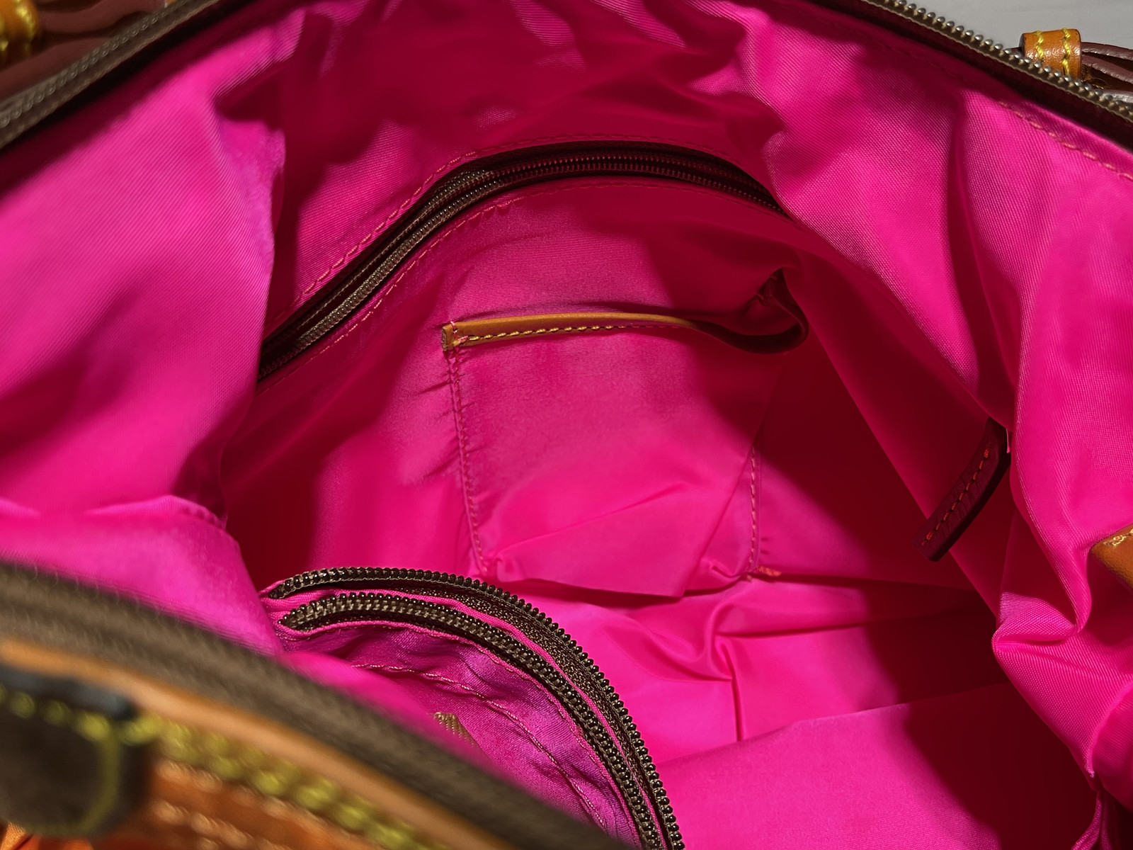 Orange Dooney & Bourke Large Nylon Erica Hobo Pink Lined Shoulder Bag