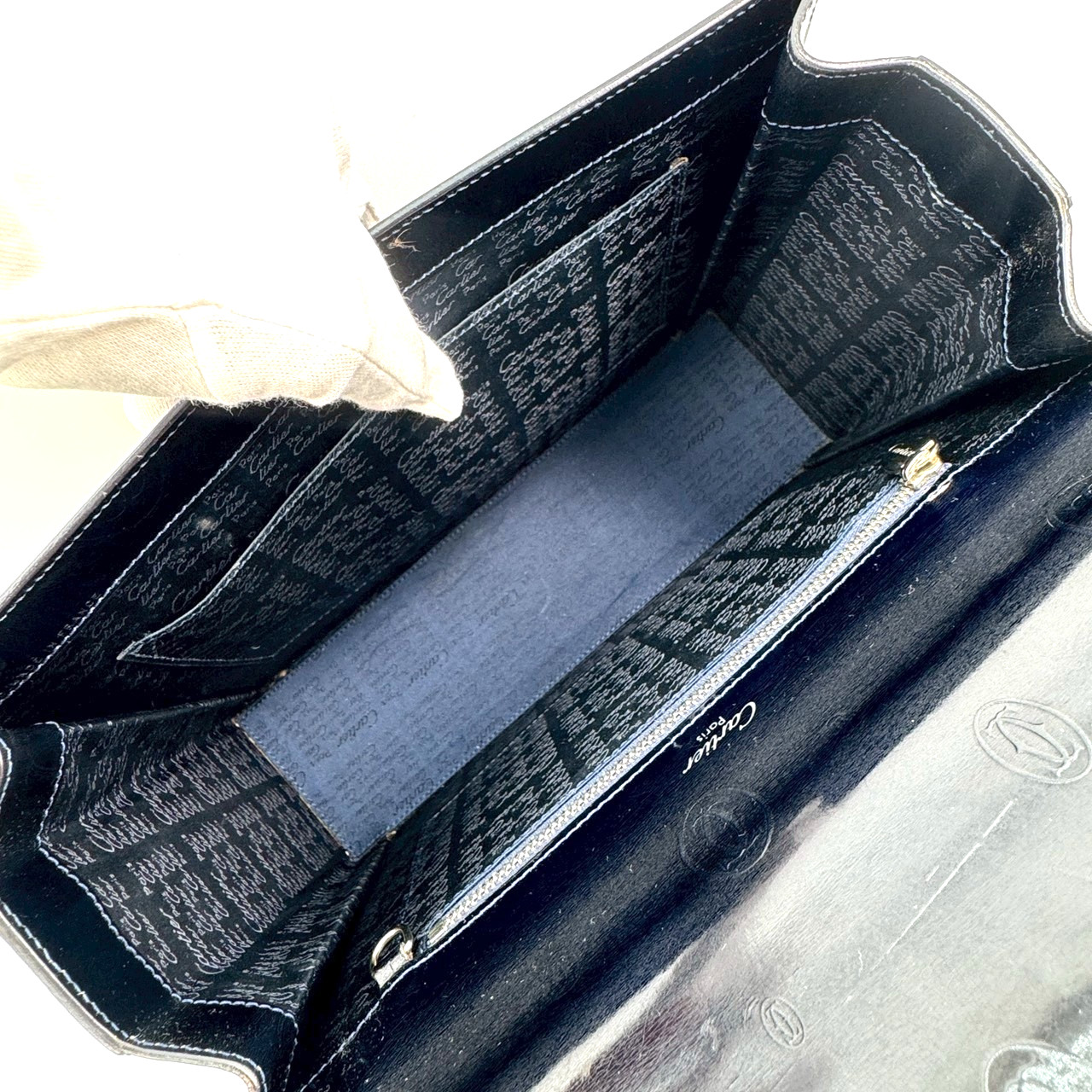Vintage Cartier Happy Birthday Hand Bag Calf Leather Black Authentic