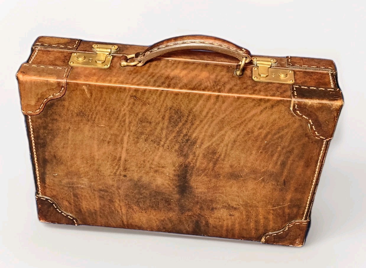 Vtg Mcm Made In Italy For Abercrombie & Fitch Leather Briefcase 17″ X 12″ X 4.5″