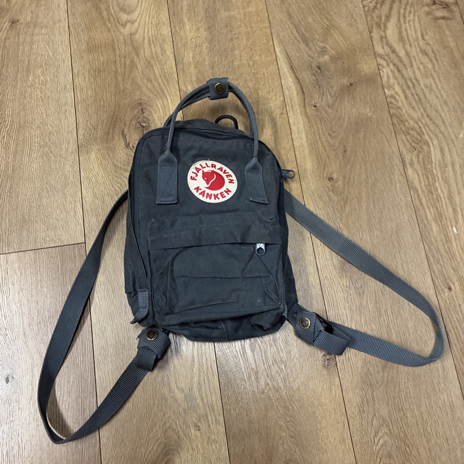 Fjallraven Backpack Women Kanken Mini Gray Blue Vinylon Outer Zip Shoulder