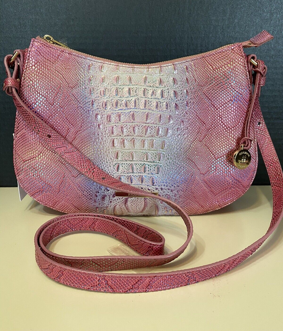 Brahmin SHAYNA Crossbody MULTI SUNDIAL Crossbody Pink Blue Purple Iridescent NEW