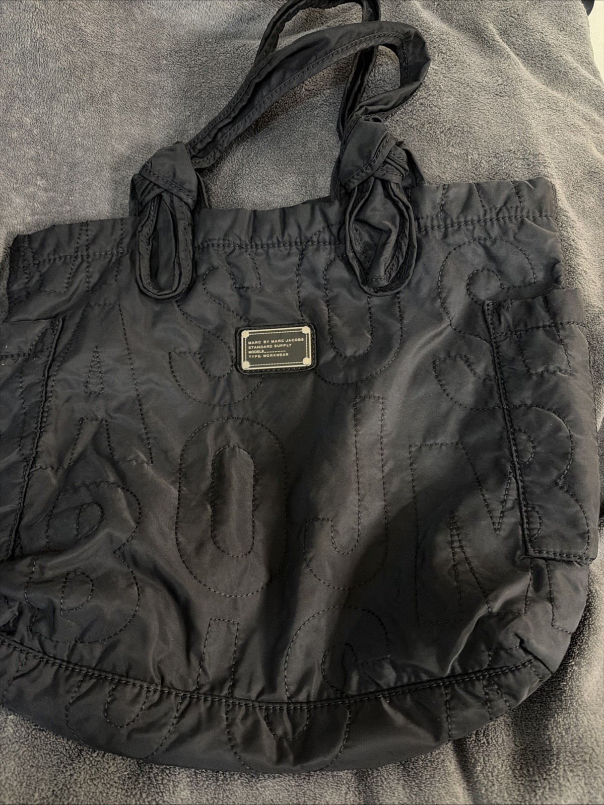 Marc By Marc Jacobs Black Nylon Quilted Tate Tote Bag Black Standard Supply