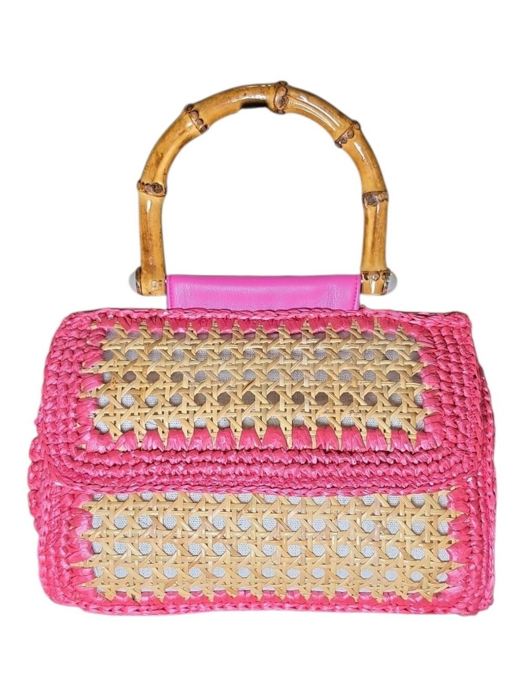 $168 NWT BTB Los Angeles Bag With Detachable Shoulder Strap Pink Rattan